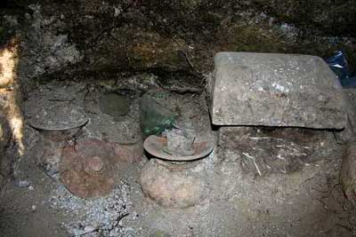An Etruscan tomb, undisturbed… there were 30 jars of human ashes here!