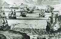 L’Ollonais’ ships as they sailed for Maracaibo… where the people would be tortured and the city razed.