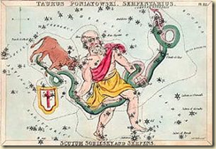 A picture depicting Ophiuchus holding Serpens