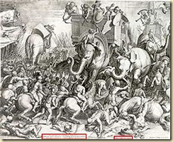 A painting from 1567 depicting the Battle of Zama