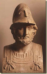 A statue showing the likeness of the Athenian general Themistocles
