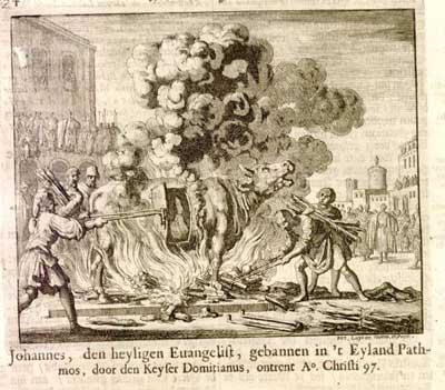 Saint Antipas burning in a bull